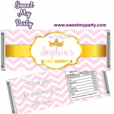 Pink and Gold Crown Baby Shower candy bar wrappers,(002bsp) Pink and Gold Crown Baby Shower candy bar wrappers,(002bsp)